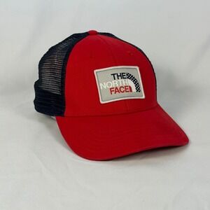The North Face Trucker Hat Red Navy Blue American Flag Patch Snapback Cap